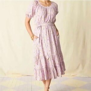 Matilda Jane Enchanted Garden Lavender Midi Boho Floral Dress Size Women’s L